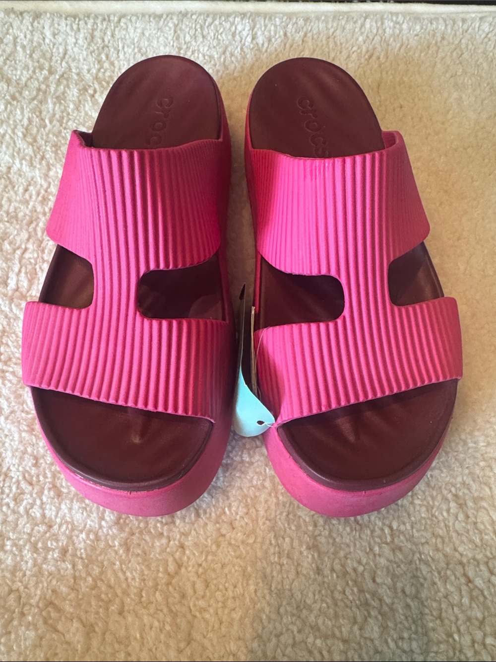 CROCS Women’s Getaway Groove Pink Dual Strap Slide Sandals